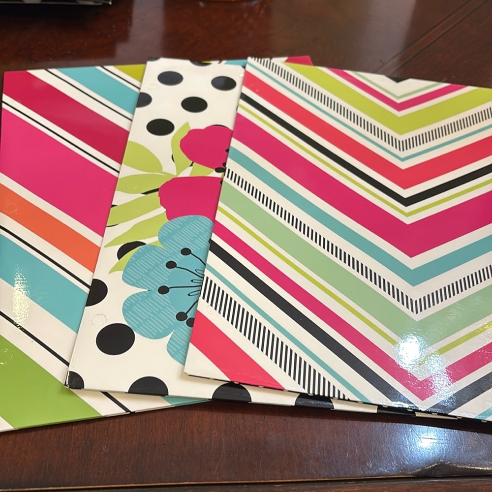Set of three 2-pocket patterned folders, “The Sugarland Collection” by Studio C.